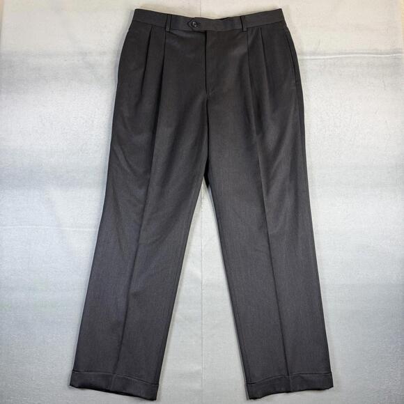Jos. A. Bank Other - Jos A Bank Dress Pants Mens 36R Gray Pleated 100% Wool Cuffed Classic Straight